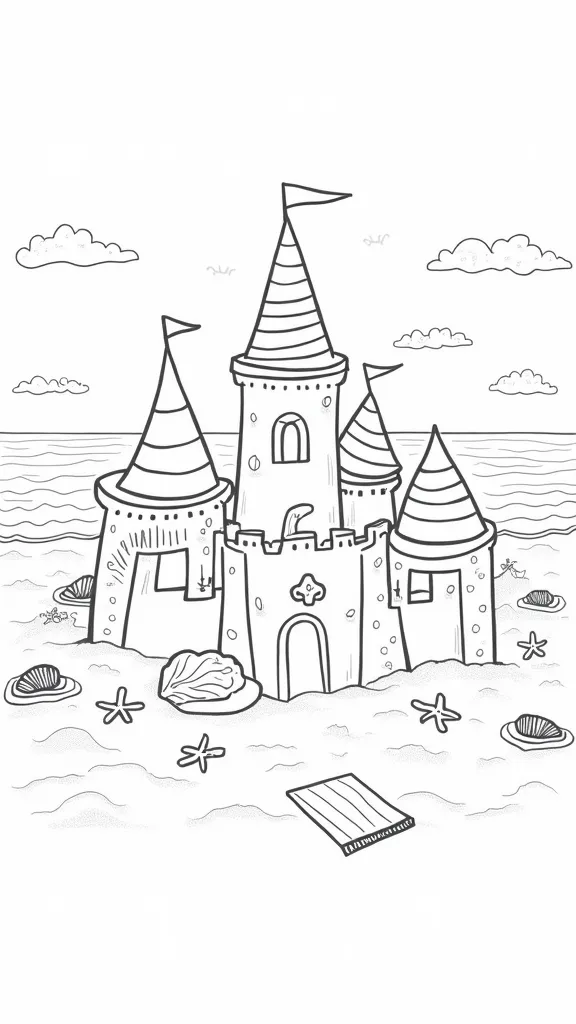 sandcastle coloring page